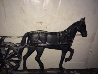 Vintage 50 ' s/60 ' s Cast Aluminum Horse Amish Buggy Cart House Number Pole Sign 6