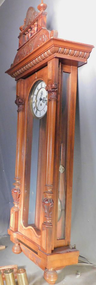 Antique Gustav Becker 3 Weight Grande Sonnerie Wall Clock Vienna Regulator FINE 2