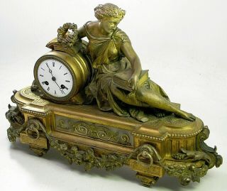 Antique Japy Freres Figural Lady French Mantel Shelf Clock Parts Repair