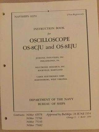 Instruction Book For Oscilloscope Os - 8c/u And Os - 8e/u.