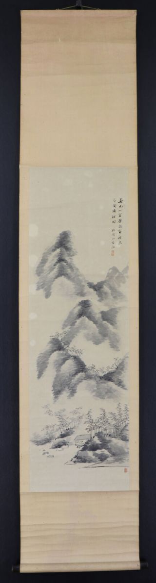 JAPANESE HANGING SCROLL ART Painting Sansui Landscape Asian antique E7139 2