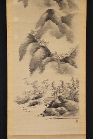 JAPANESE HANGING SCROLL ART Painting Sansui Landscape Asian antique E7139 4