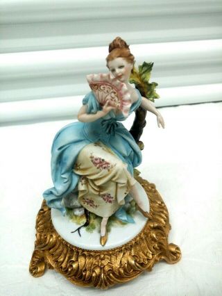 Vintage Italian Capodimonte Porcelain Lady In Blue Figurine F.  B.  A.  I.  Art 2593