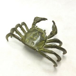 F333: Japanese Copper Ware Crab Statue As Ornament For Bonsai With Good Work