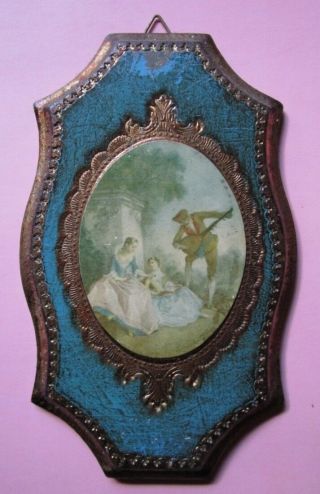 Vintage C.  1900 French Wall Hanging Romantic Painting Plaque