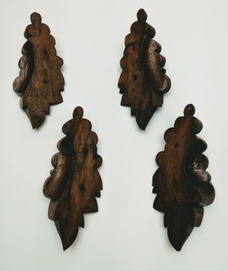 4 Antique Carved Walnut Wood Drawer Pulls Grapes 4
