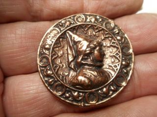 Large Woman Profile Queen Copper Colored Picture Vintage Metal Button 1 - 3/8 