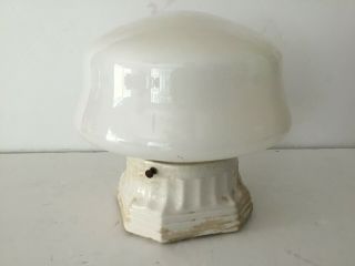 Vintage Art Deco Milk Glass Ceiling Light Fixture