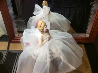 Antique German Porcelain Half Doll w legs,  Ballerina Pincushion Collectible Doll 6
