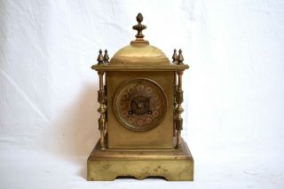 Antique 1920s Japy Freres French Brass Two Train Striking Mantel Clock