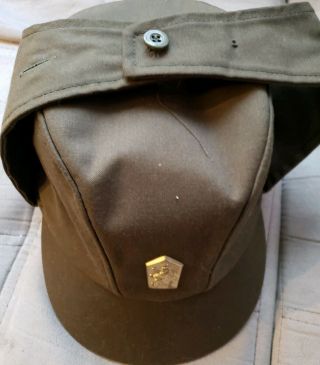 Vintage Czechoslovakia Military Hat Cap W/emblem Pin Olive Sz 60 Tonak Nasavrky