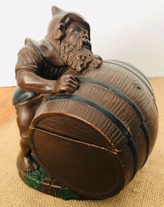 Vintage Late 19th Century Ws&s 7”x7”4.  5” Gnome With Barrel Figurine Brown Rare.