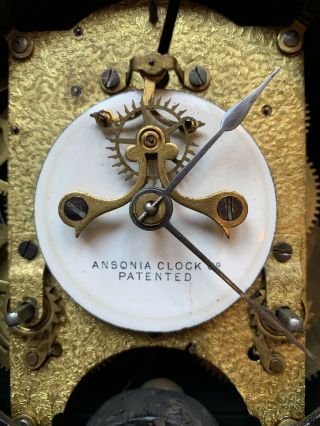 Antique ANSONIA Clock Co LA FRANCE Victorian Mantle 1882 8 Day Running Restored 11