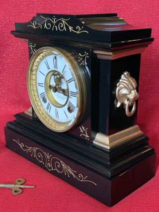 Antique ANSONIA Clock Co LA FRANCE Victorian Mantle 1882 8 Day Running Restored 2