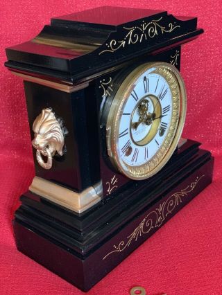 Antique ANSONIA Clock Co LA FRANCE Victorian Mantle 1882 8 Day Running Restored 3