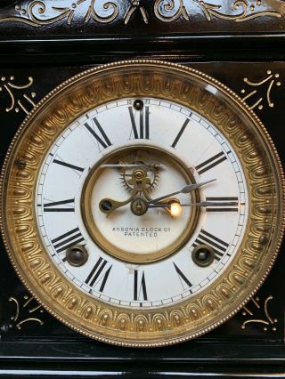 Antique ANSONIA Clock Co LA FRANCE Victorian Mantle 1882 8 Day Running Restored 4