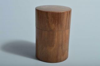 T3165: Japanese Wooden Shapely Tea Caddy Chaire Container Tea Ceremony