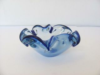 Vintage Italian Murano Cobalt Blue Crystal Glass Decorative Candy Bowl