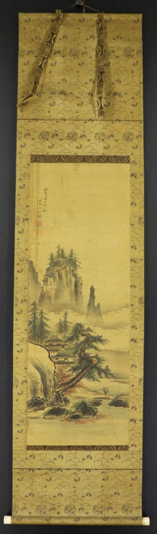 JAPANESE HANGING SCROLL ART Painting Sansui landscape Asian antique E7895 2