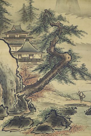 JAPANESE HANGING SCROLL ART Painting Sansui landscape Asian antique E7895 3