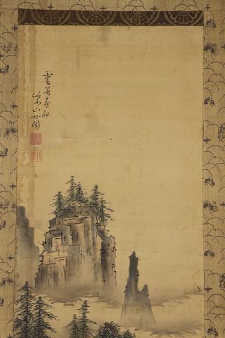 JAPANESE HANGING SCROLL ART Painting Sansui landscape Asian antique E7895 4