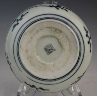 Vintage Chinese Export Cobalt Blue White Floral Decor Porcelain Low Bowl 2