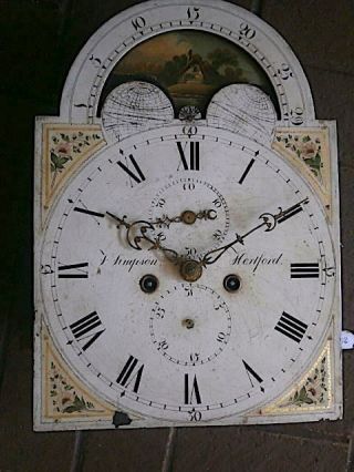 C1790 8 Day Longcase Grandfather Clock Dial,  Movement 12x16,  1/2