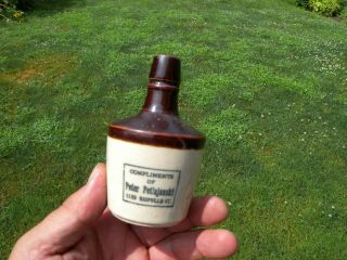 Antique Stoneware Pottery Mini Whiskey Jug Detroit Mi Vintage Advertising Bottle