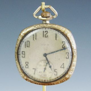 Antique Vintage Elgin Grade 303 Pocket Watch Circa 1927 Open Face Cushion Case