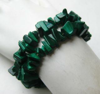 Fine Old Chinese Jade Green Malachite Nugget 8 " Bracelet 58g