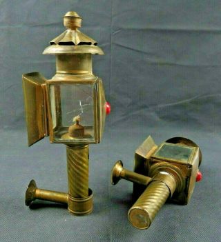 Antique Coach Lantern oil Lamps Brass Copper English 3