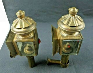 Antique Coach Lantern oil Lamps Brass Copper English 4