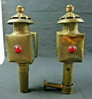 Antique Coach Lantern oil Lamps Brass Copper English 5