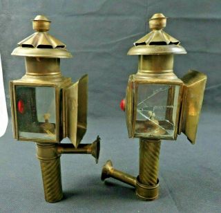 Antique Coach Lantern oil Lamps Brass Copper English 6