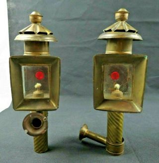 Antique Coach Lantern oil Lamps Brass Copper English 7