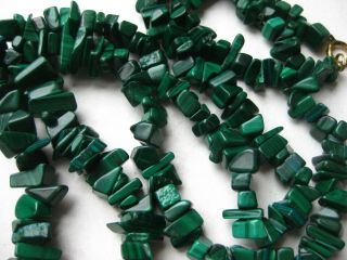 Fine Old Chinese Jade Green Malachite Nugget 30 " Long Beaded Necklace 113g