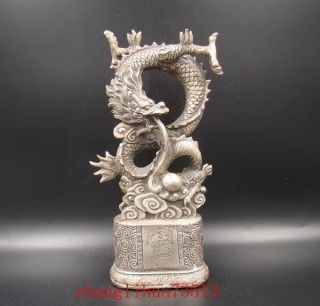 9.  25 " Collectible Handmade Carving Statue Dragon Copper Silver Deco Art