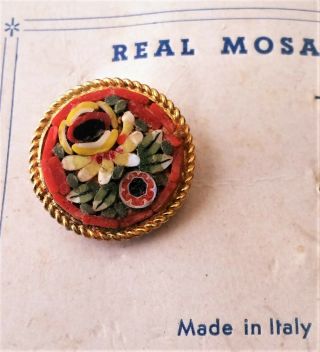 Vintage Mosiac Button From Italy