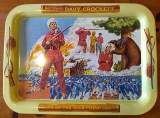 Vintage Davy Crockett - King Of The Wild Frontier Metal Tray - 12.  5” X 17”