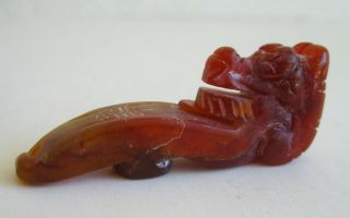 Fine Old Chinese Hand Carved Hard Stone Dragon Robe Hook Toggle Bead Pendant 3