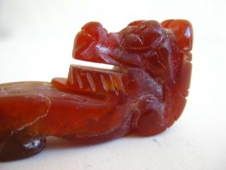 Fine Old Chinese Hand Carved Hard Stone Dragon Robe Hook Toggle Bead Pendant 4