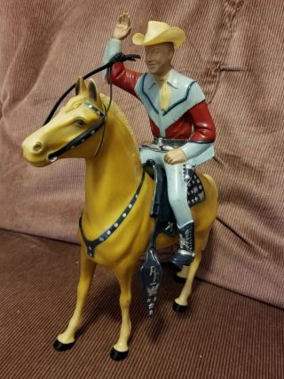 Vintage 1953 Roy Rogers Hartland Plastics Toy Figure With Horse,  Hat And Saddle