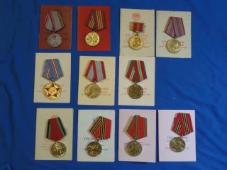 7 Soviet Medal Veteran Military Valour Officer 40 - 50 - 60 - 70 Armed Forces Ussr