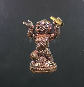 Perfect Hanuman Monkey Hold Gold Takrut Statue Talisman Charm Thai Amulet