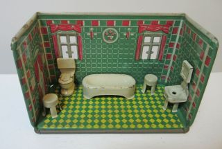 Vintage Marx Newlyweds Tin Litho Bathroom Orig.  Box