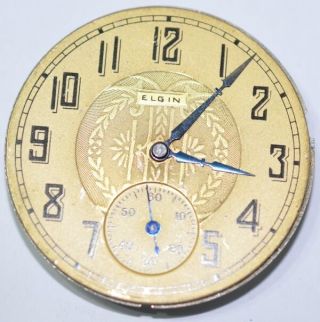 Art Deco Elgin Natl Pocket Watch Movement 41mm For Spares Repairs P975
