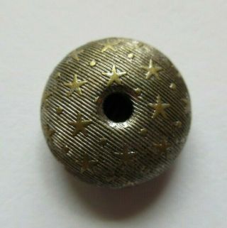 Fabulous Antique Vtg Brass Metal Whistle Button Star Wallpaper Design 5/8 " (f)