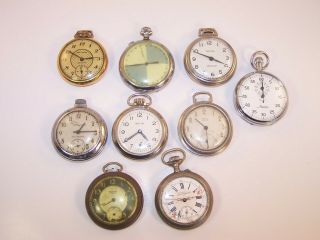 Vintage Pocket Watches,  Westclox,  Bulls Eye,  Swiss G.  L.  Guinand & Minerva Stop Watch