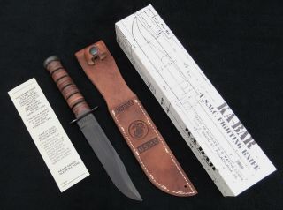Ka - Bar Usmc 1217 Fighting Knife 12 " - 1978 Reintroduction - Sheath W/staples - Nos