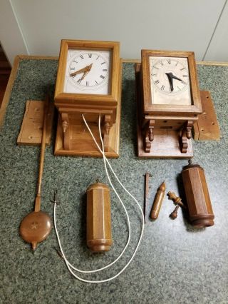 Two Vintage Chas.  A.  Smith Brattleboro Vt.  Wall Clock Weight Driven